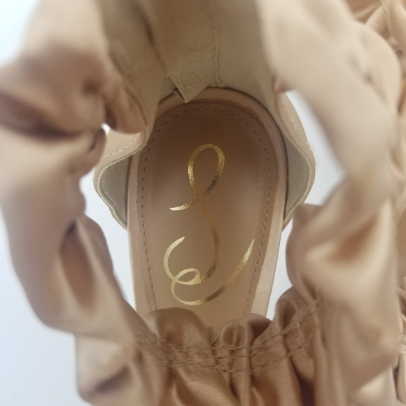 Sam Edelman Sawyer Satin Ruffle Ankle Strap Heels, Rosa Blush, Women's 6.5 - Picture 5 of 16